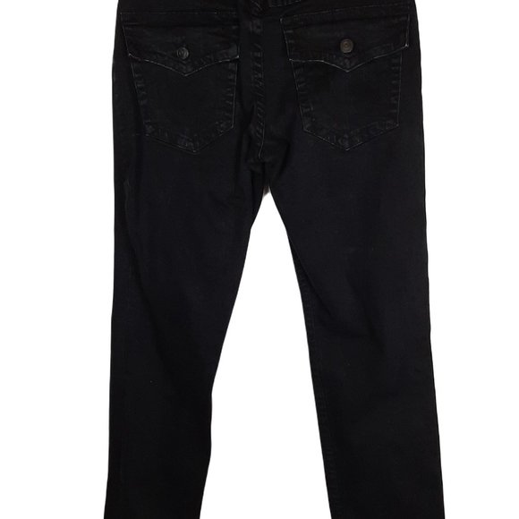 True Religion Ricky Relaxed Straight Black Denim Jeans Mens Size 33 - Picture 9 of 10